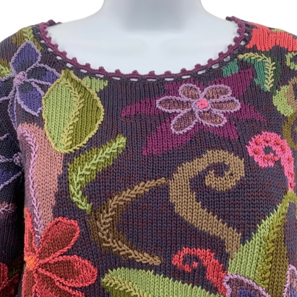 Peruvian Connection Floral Knit Sweater - Multicolor - Picture 5 of 11